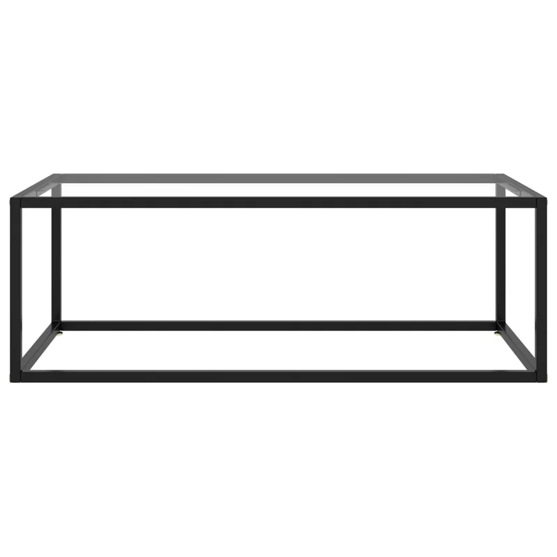 Table basse design simple avec verre trempé et acier noir 100 x 50 x 35 cm DEC039883