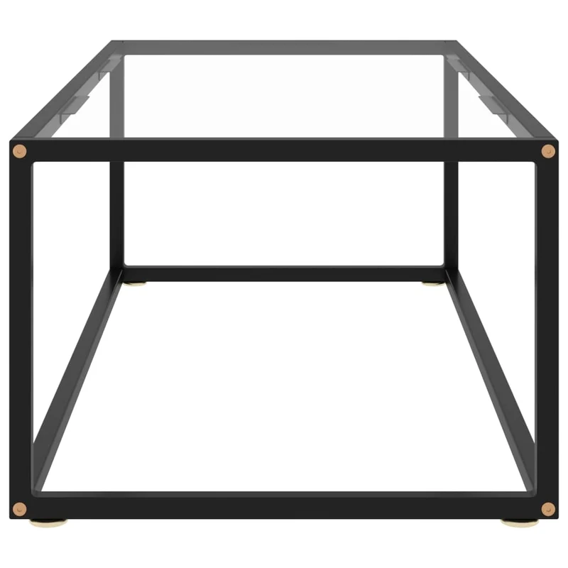 Table basse design simple avec verre trempé et acier noir 100 x 50 x 35 cm DEC039883
