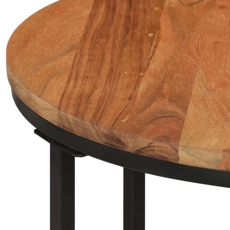 Table d'appoint forme ronde style industriel 45 x 45 x 35 cm bois massif acacia et fer DEC037064