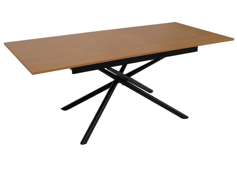 Table à manger extensible structure en fer et plateau MDF extensible 160–200 x 90 cm finition aspect noyer 04_0009289