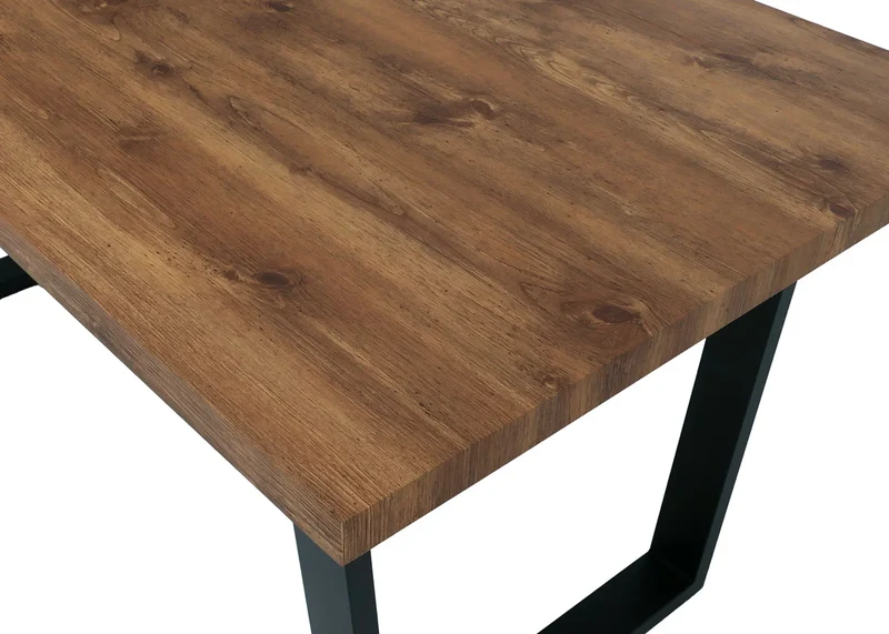 Table à manger design industrielle 160x90 cm MDF aspect noyer et métal 04_0009280