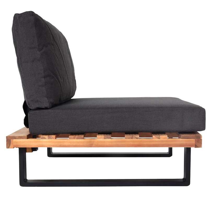 Lot de 2 fauteuils lounge pour jardin avec coussins coussins gris foncé structure aluminium et bois d’acacia marron clair 04_0009398