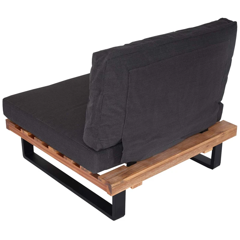 Lot de 2 fauteuils lounge pour jardin avec coussins coussins gris foncé structure aluminium et bois d’acacia marron clair 04_0009398