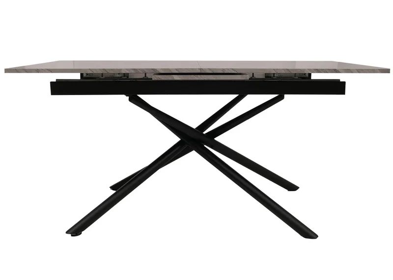 Table à manger extensible structure en fer et plateau MDF extensible 160–200 x 90 cm finition effet marbre gris 04_0009288