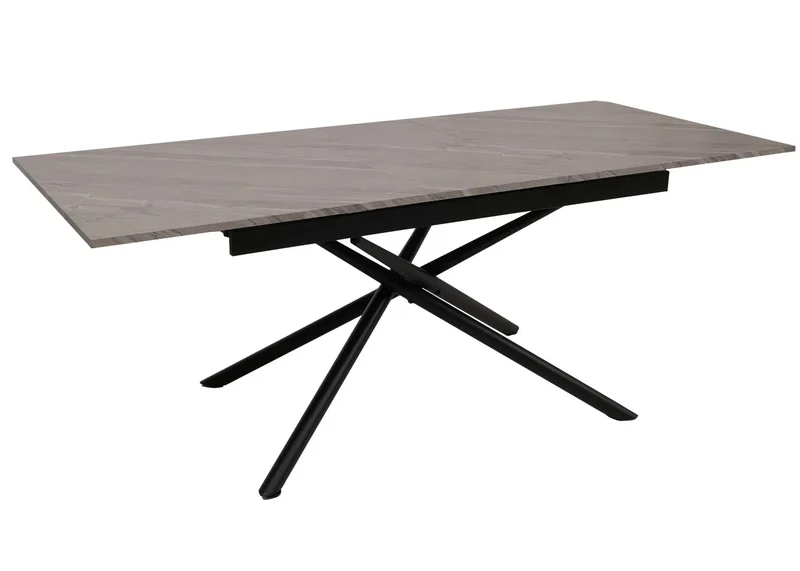 Table à manger extensible structure en fer et plateau MDF extensible 160–200 x 90 cm finition effet marbre gris 04_0009288