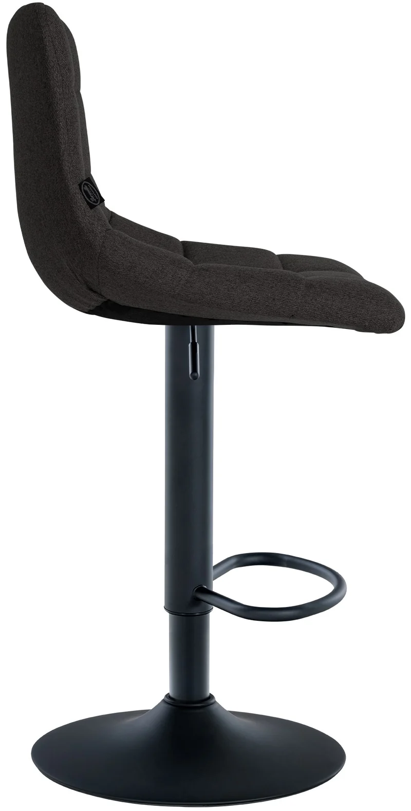 Lot de 2 tabourets de bar en tissu gris base métal noir réglable en hauteur et repose-pieds TDB10617
