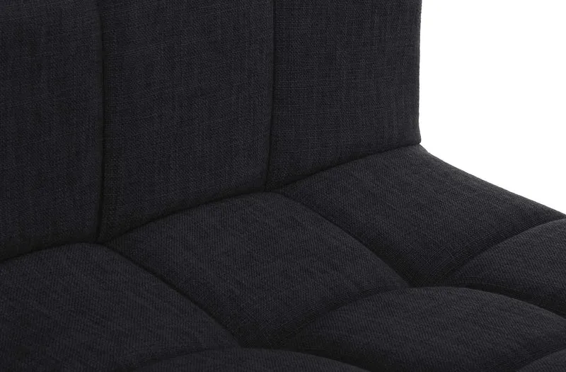 Lot de 2 tabourets de bar style contemporain en tissu matelassé noir cadre métal noir 10_0006470