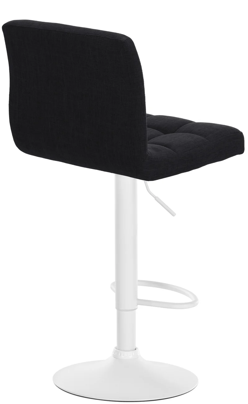Lot de 2 tabourets de bar style contemporain en tissu matelassé noir cadre métal blanc 10_0006469