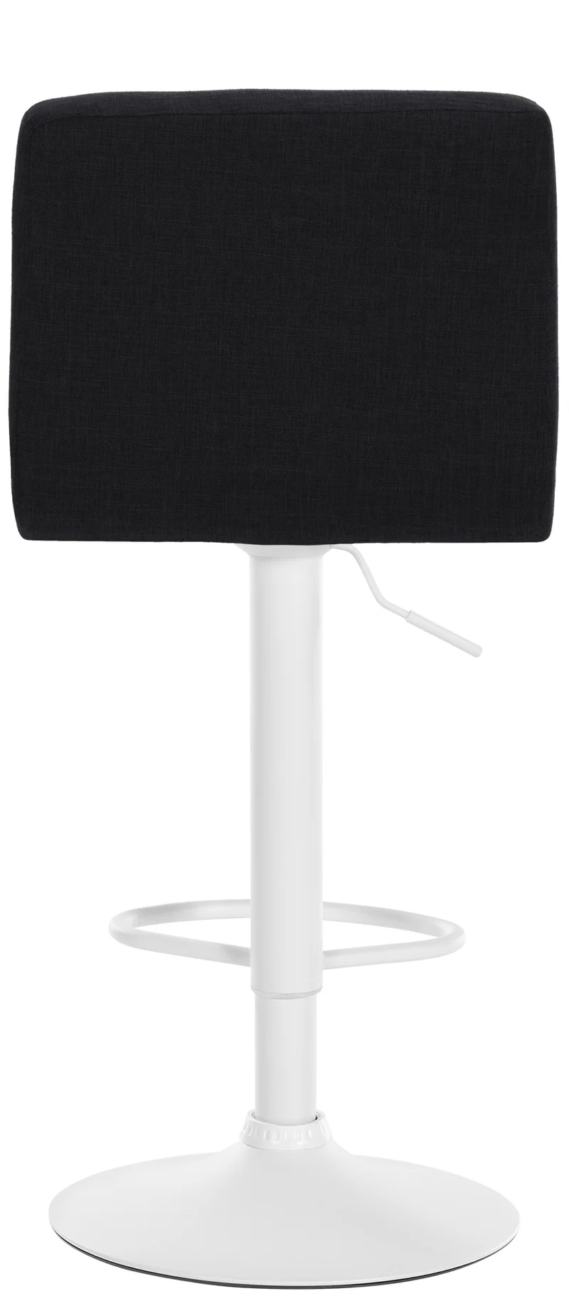 Tabouret de bar x1 style contemporain en tissu matelassé noir cadre métal blanc 10_0006089