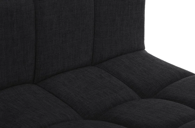 Tabouret de bar x1 style contemporain en tissu matelassé noir cadre métal blanc 10_0006089