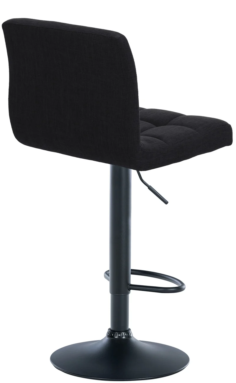 Tabouret de bar x1 style contemporain en tissu matelassé noir cadre métal noir 10_0006082