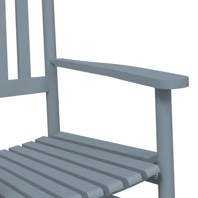 Lot de 2 fauteuils à bascule avec petite table pliable en bois de peuplier gris DEC029128