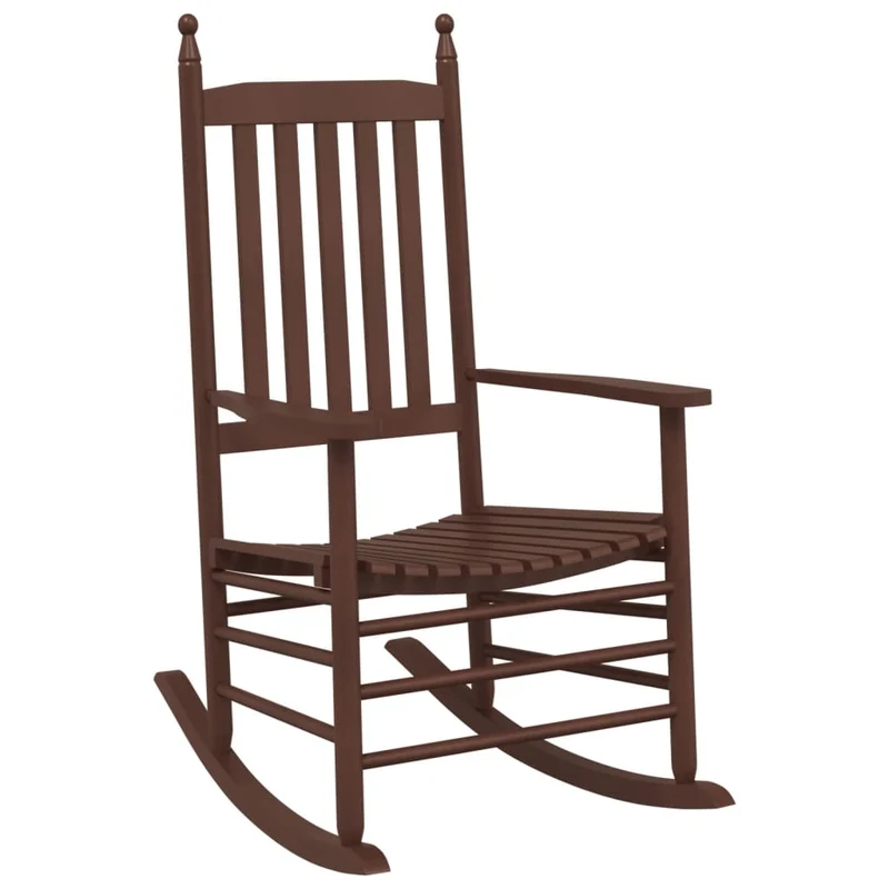 Fauteuil à bascule relax pour salon avec petite table pliable en bois de peuplier marron DEC028862