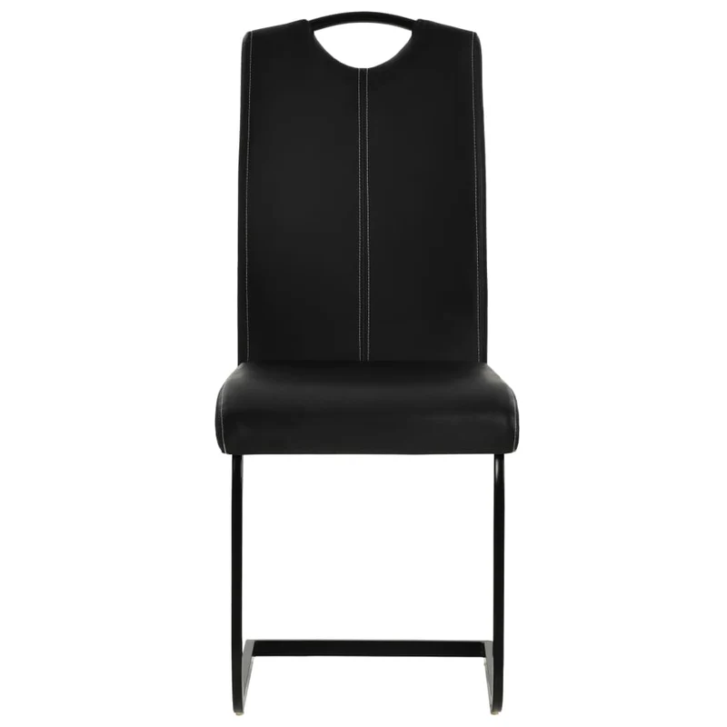Lot de 2 chaises de salle à manger cuisine cantilever design contemporain synthétique noir CDS020374