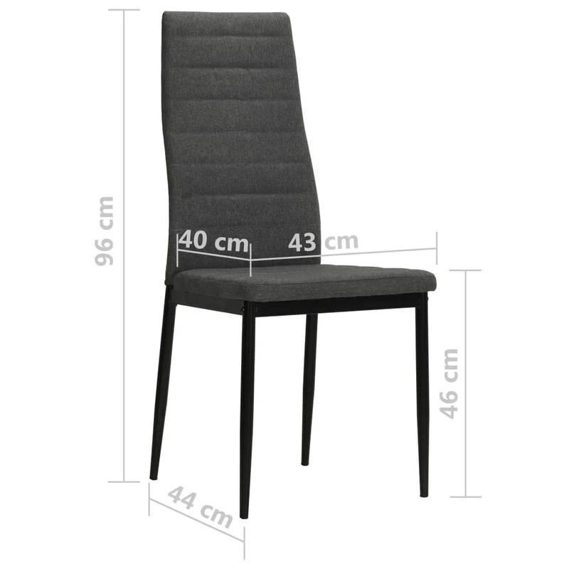 Lot de 4 chaises de salle à manger cuisine cadre métallique en tissu gris foncé CDS021547