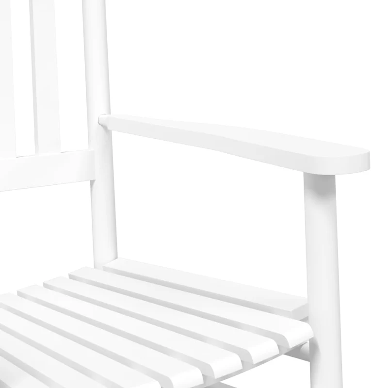 Fauteuil à bascule d'allaitement rembourré relax pour salon avec table pliable en bois de peuplier blanc DEC028858