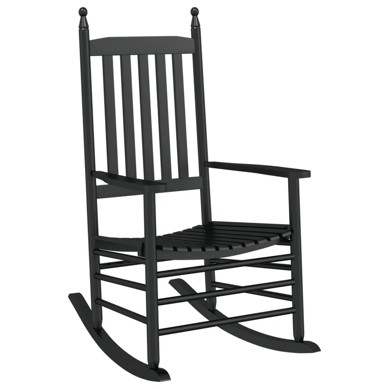 Fauteuil à bascule avec table pliable en en bois peuplier noir DEC028864