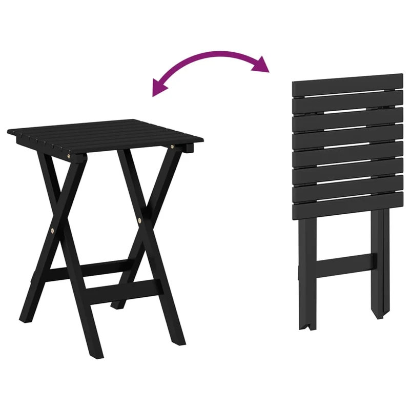Fauteuil à bascule avec table pliable en en bois peuplier noir DEC028864