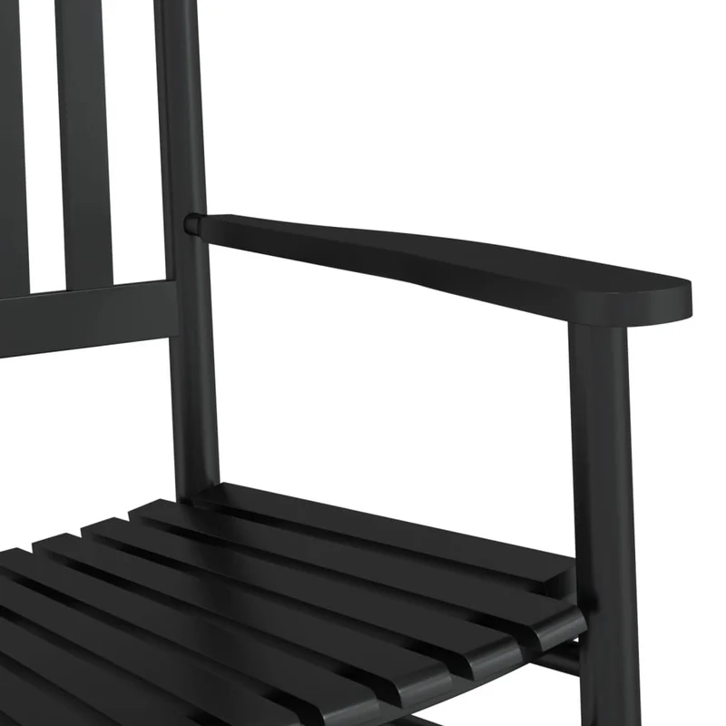 Lot de 2 fauteuils à bascule et petite table pliable en bois de peuplier noir DEC029132