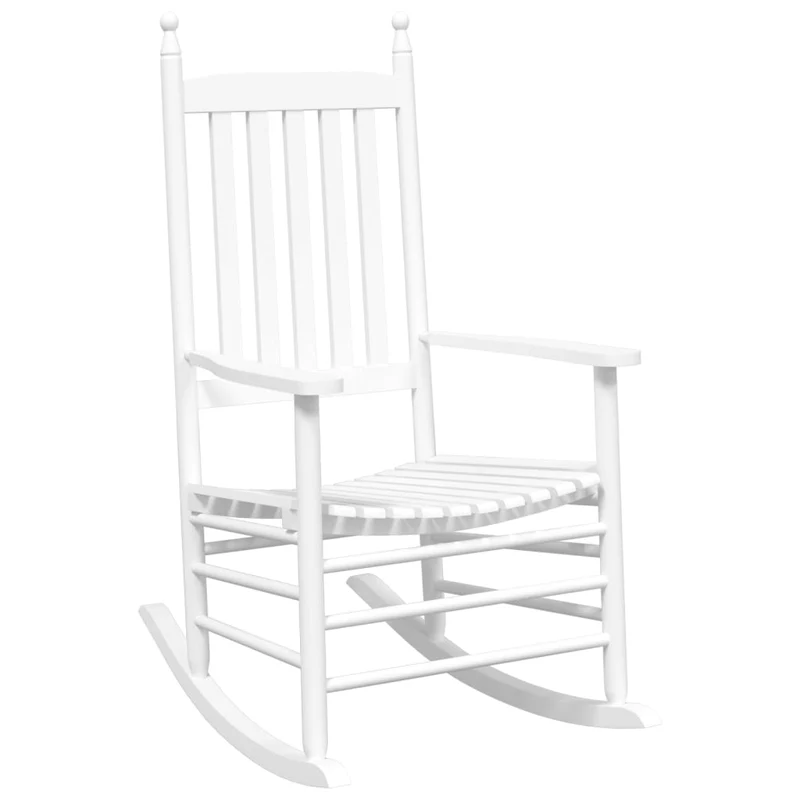 Lot de 2 chaises à bascule avec petite table pliable en bois de peuplier blanc DEC029126