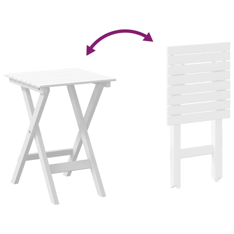 Lot de 2 chaises à bascule avec petite table pliable en bois de peuplier blanc DEC029126