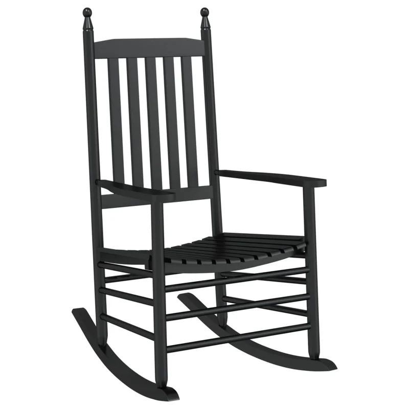 Lot de 2 chaises à bascule avec sièges incurvés en bois de peuplier noir DEC029108