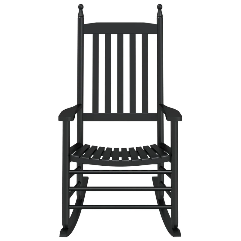 Lot de 2 chaises à bascule avec sièges incurvés en bois de peuplier noir DEC029108