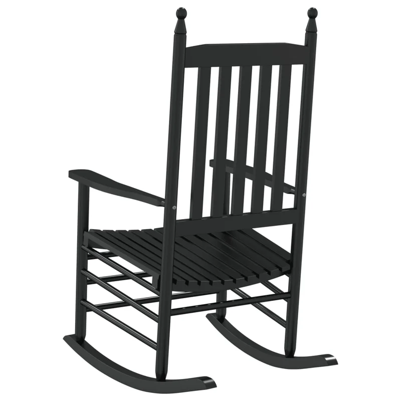 Lot de 2 chaises à bascule avec sièges incurvés en bois de peuplier noir DEC029108