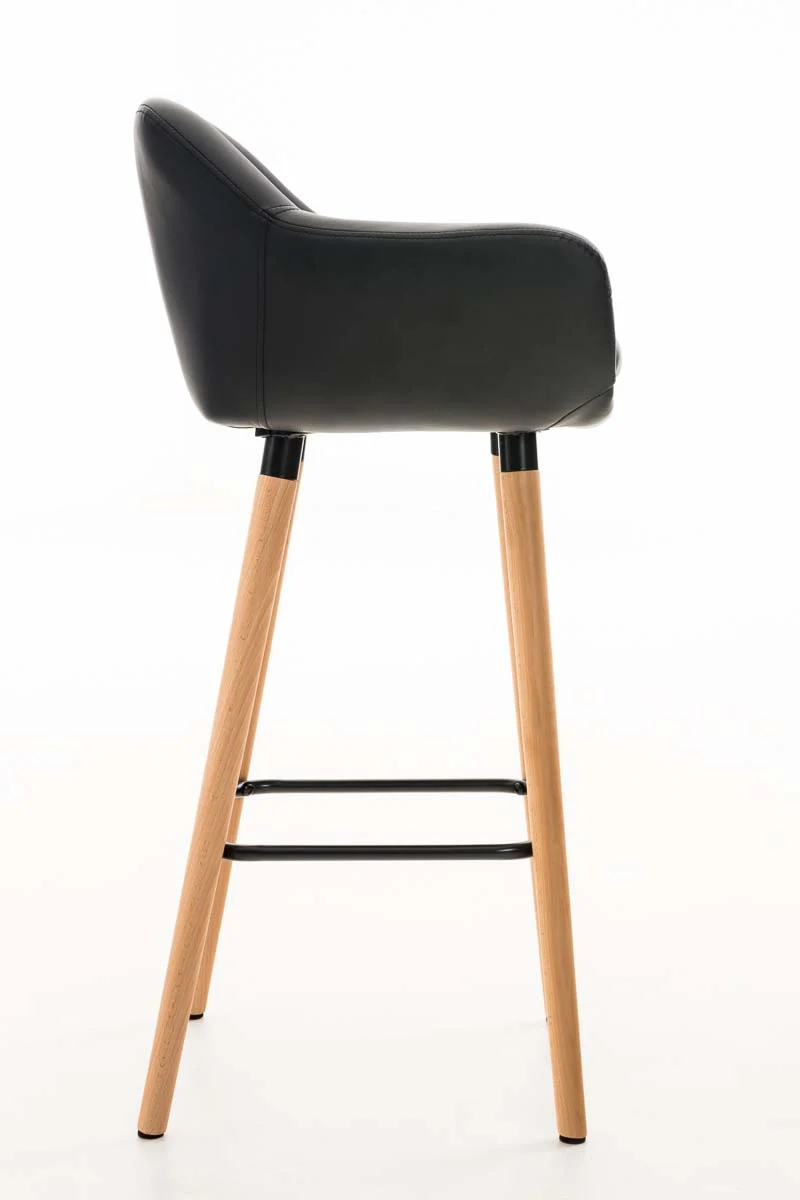 Lot de 2 tabourets de bar design et confortable en synthétique noir avec accoudoirs et repose-pieds 10_0000229