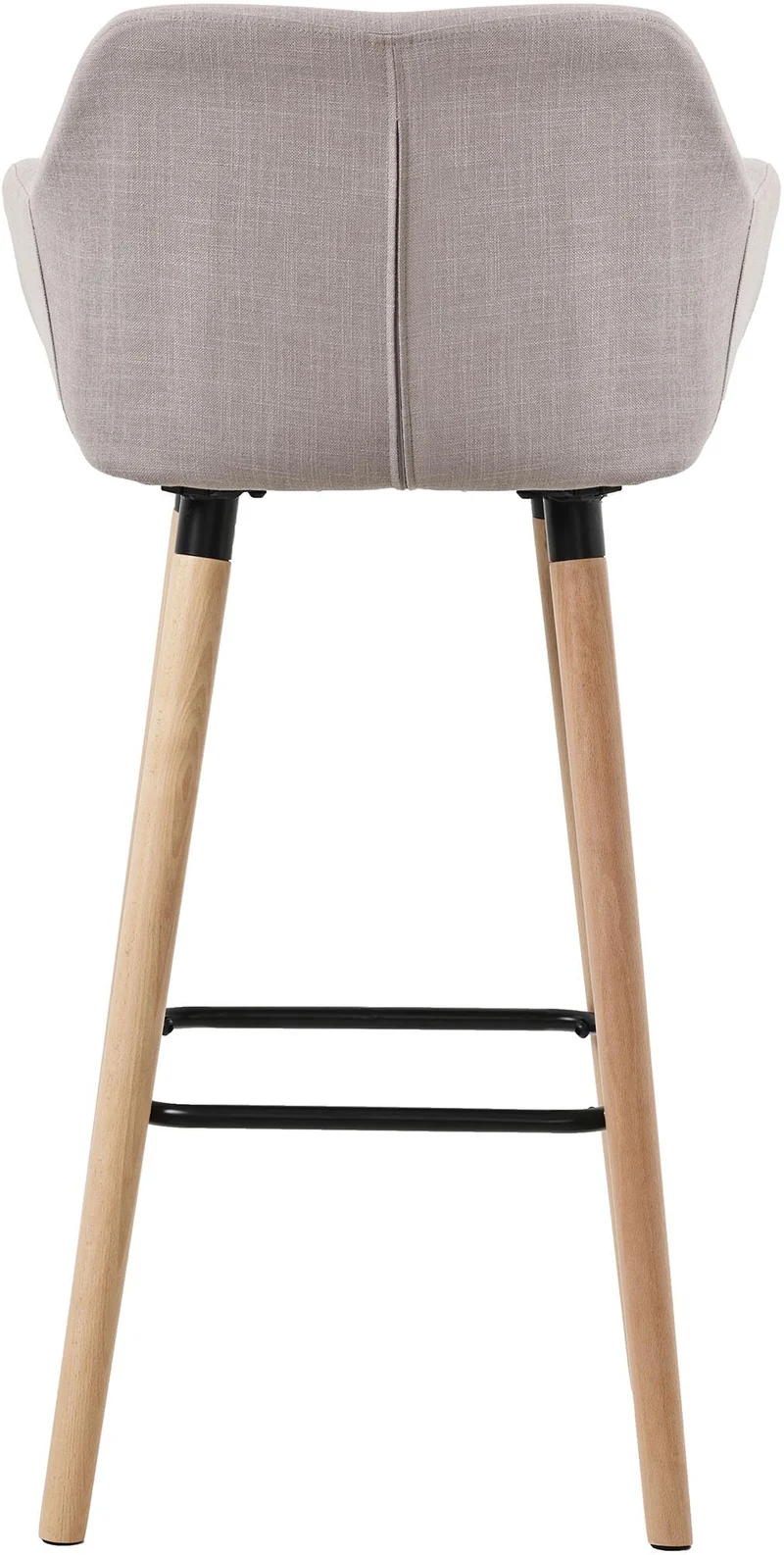 Lot de 2 tabourets de bar lounge design scandinave assise en tissu taupe pieds en bois repose-pieds en métal 10_0004173