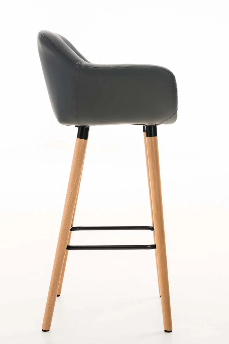 Lot de 2 tabourets de bar chaise haute design scandinave accoudoirs et repose-pied synthétique gris TDB10409