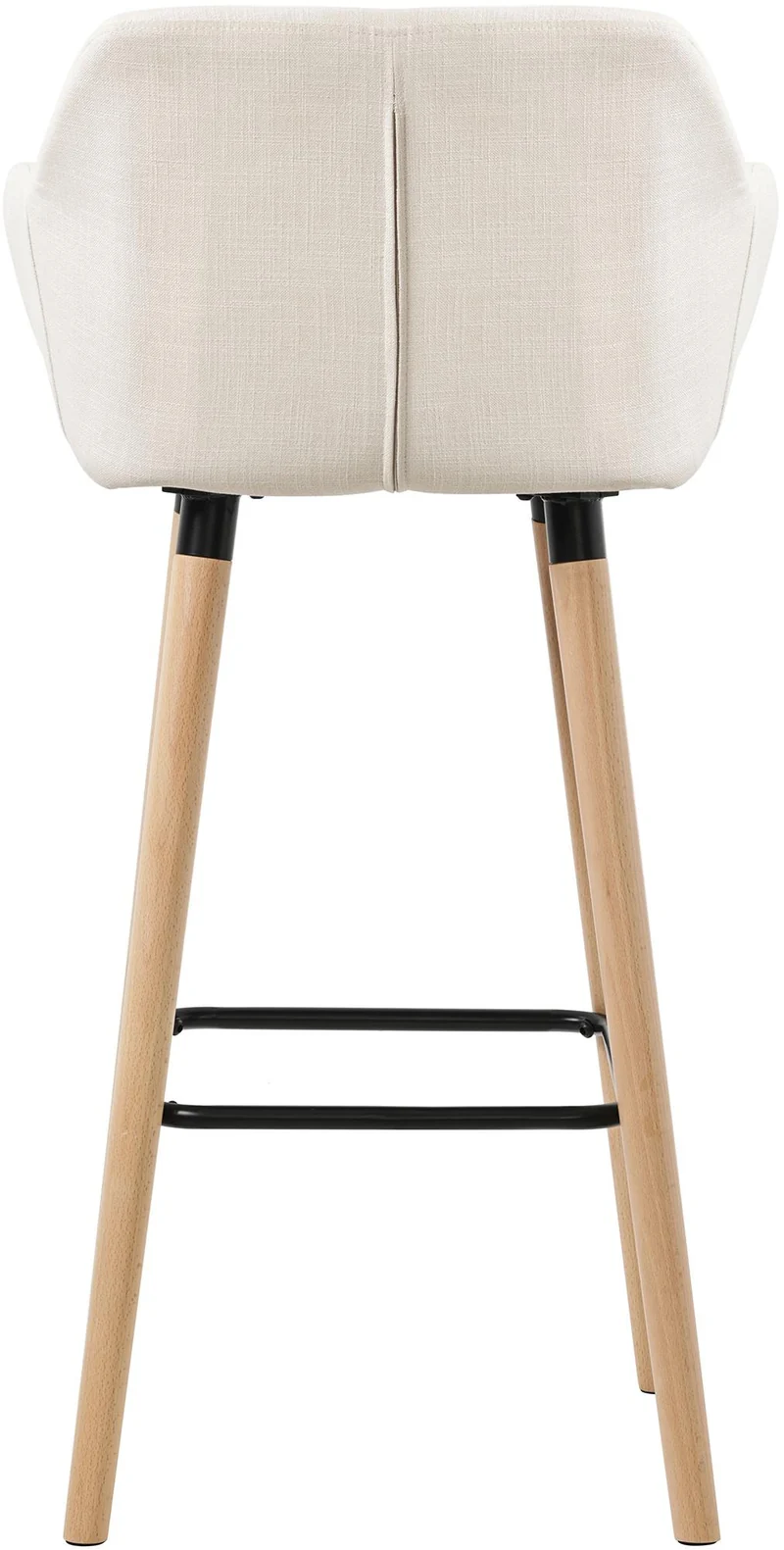 Tabouret de bar lounge x1 design scandinave assise en tissu beige pieds en bois repose-pieds en métal 10_0004915