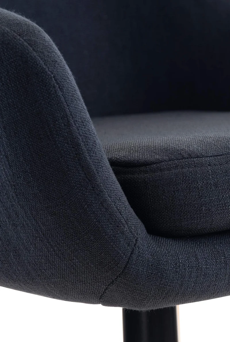 Tabouret de bar lounge x1 design scandinave assise en tissu noir pieds en bois repose-pieds en métal 10_0004926