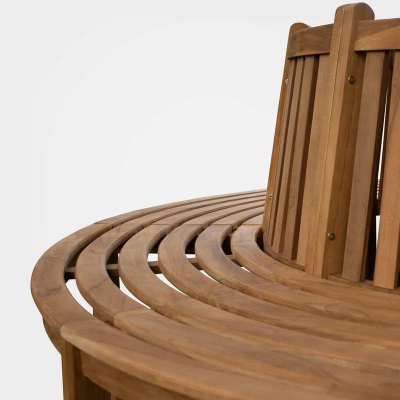 Banc d'arbre circulaire Ø 203 cm en teck massif avec dossier 360° 6 places 10_0008843