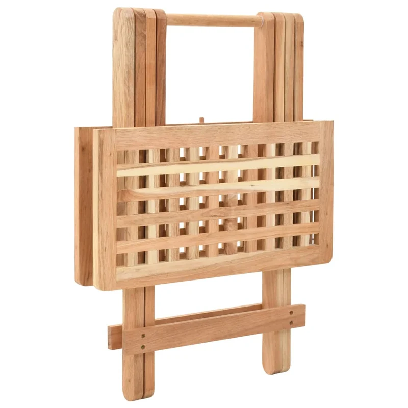 Table d'appoint pliable 50 x 50 x 49 cm bois de noyer massif beige DEC032517