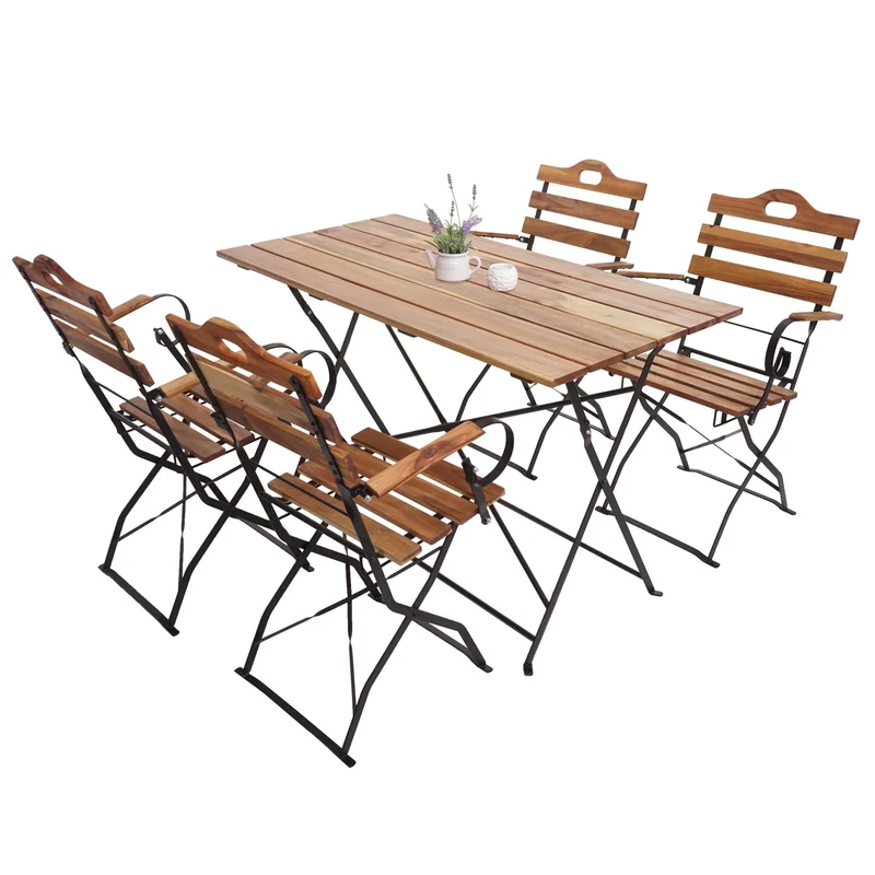 Table avec 4 chaises pliable de jardin terrasse balcon 04_0006693