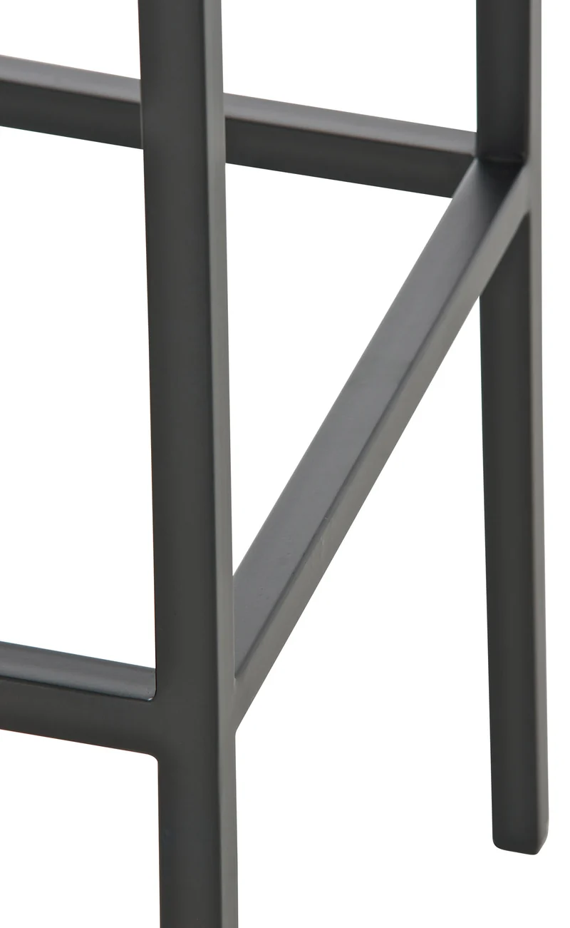 Lot de 2 tabourets de bar avec repose-pieds design simple hauteur 85 cm en PVC gris et métal noir 10_0004377