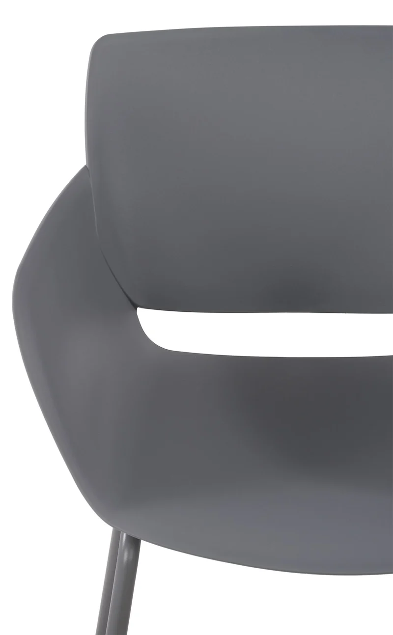 Lot de 2 chaises pour intérieur ou extérieur en plastique couleur gris foncé en acier thermolaqué 10_0007307