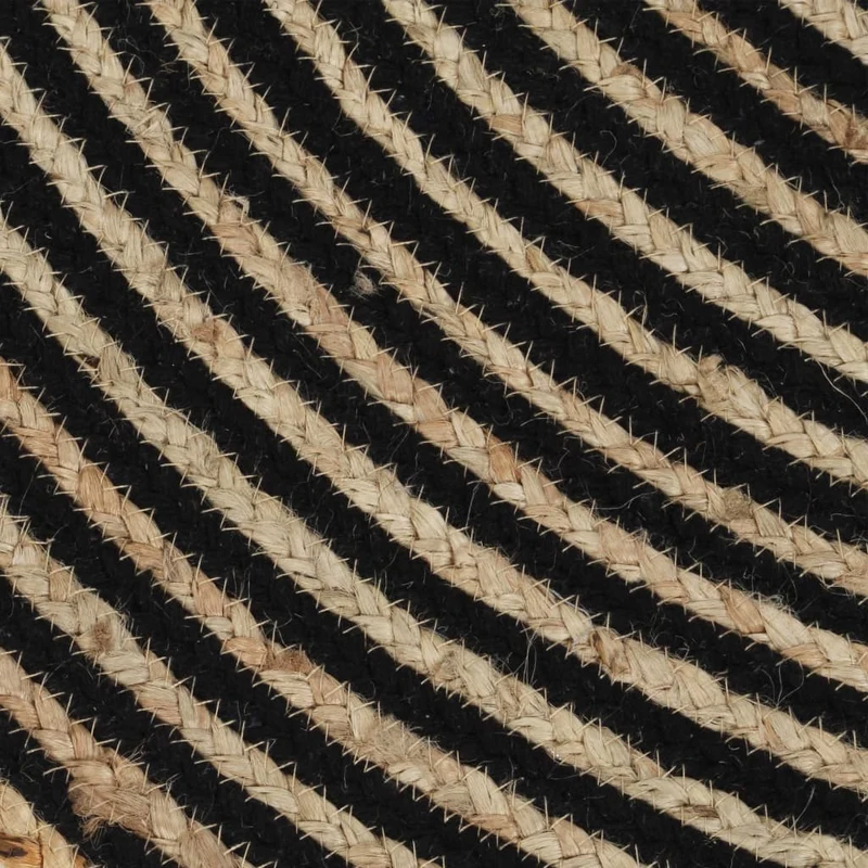 Tapis fait à la main Jute avec design de spirale Noir 90 cm DEC023514