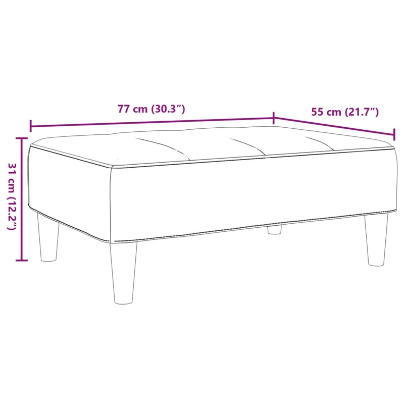 Repose-pieds tabouret 77 x 55 x 31 cm en tissu gris DEC030333