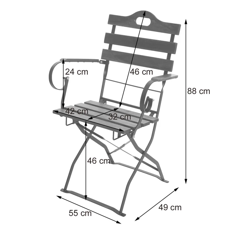 Lot de 2 chaises de jardin balcon terrasse pliable en bois d'acacia 04_0001955