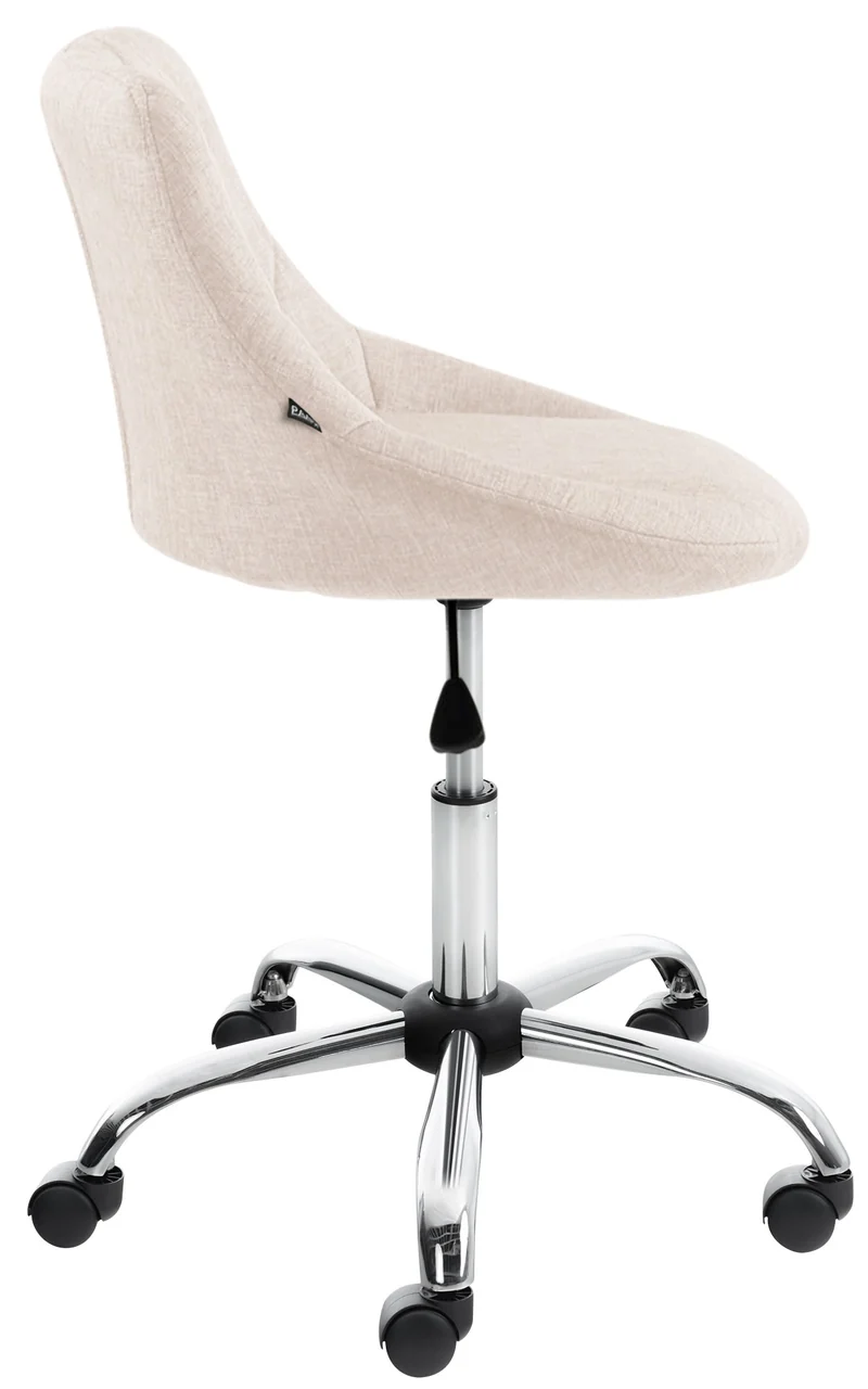 Chaise de bureau tabouret de travail coutures décoratives réglable en hauteur et pivotant en tissu crème 10_0003228
