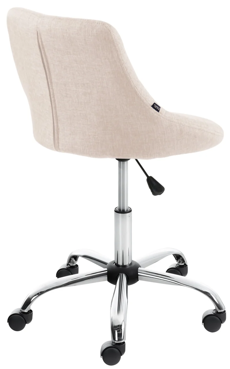 Chaise de bureau tabouret de travail coutures décoratives réglable en hauteur et pivotant en tissu crème 10_0003228