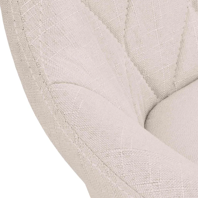Tabouret de bar chaise haute x 1 avec coutures décoratives assise en tissu crème pieds métal blanc 10_0005091