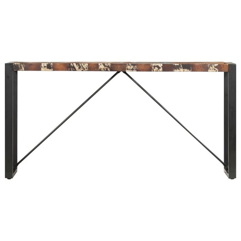 Table d'appoint console d'entrée 150 x 35 x 76 cm bois de récupération massif et acier DEC031562
