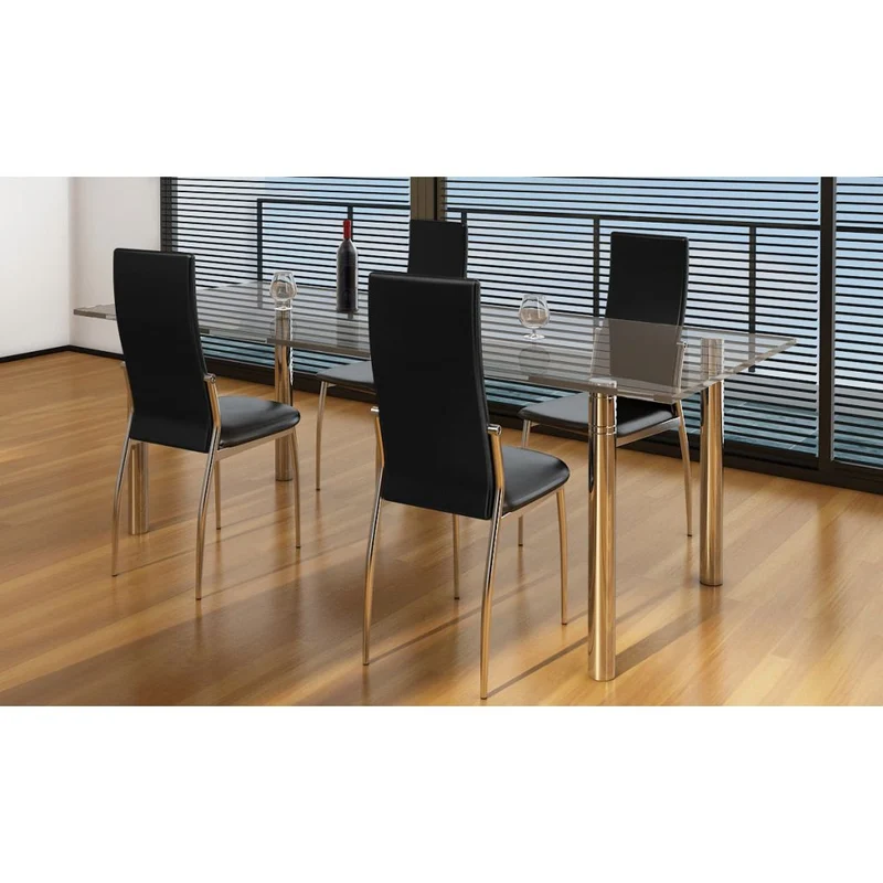 Lot de 4 chaises de salle à manger cuisine design ergonomique synthétique noir CDS021827