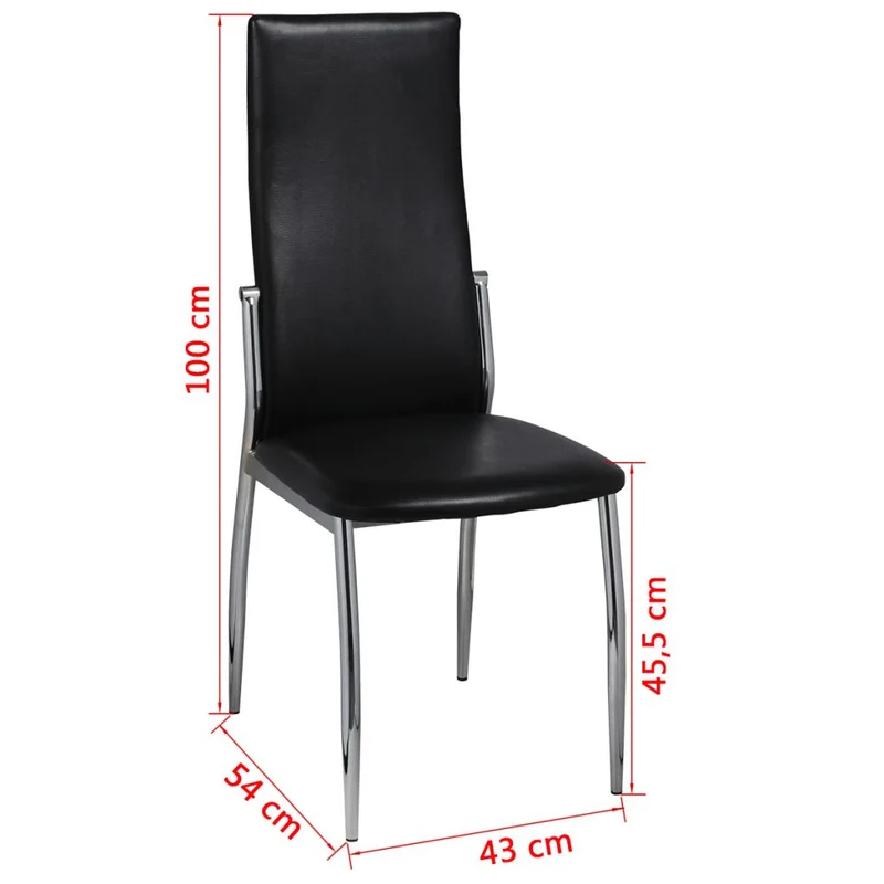 Lot de 4 chaises de salle à manger cuisine design ergonomique synthétique noir CDS021827