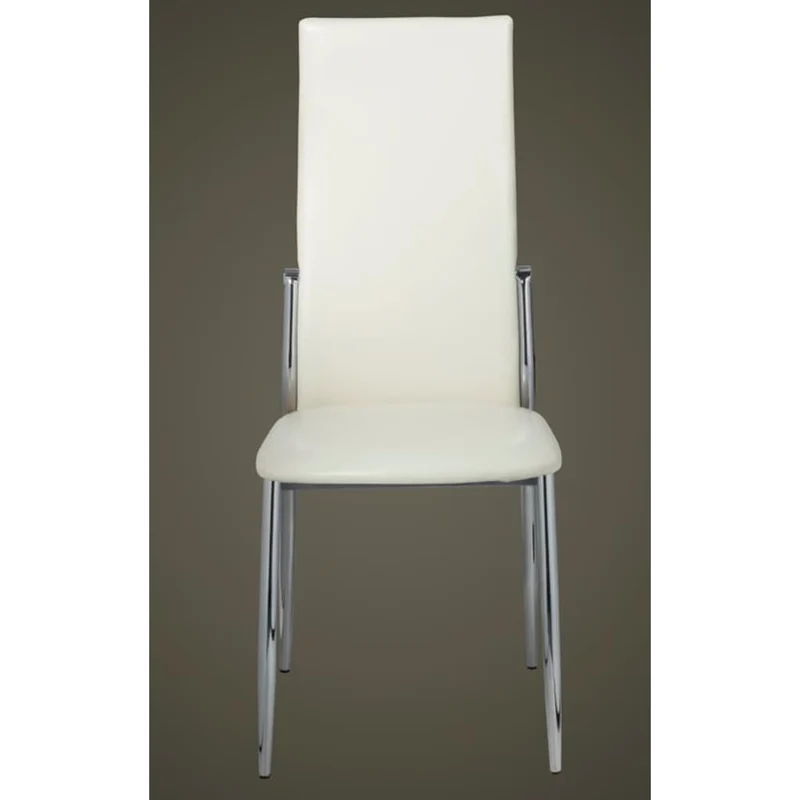 Set de 6 chaises de salle à manger cuisine design classique en PVC blanc cadre chromé DEC025671