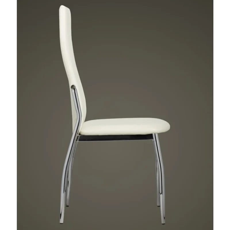 Set de 6 chaises de salle à manger cuisine design classique en PVC blanc cadre chromé DEC025671