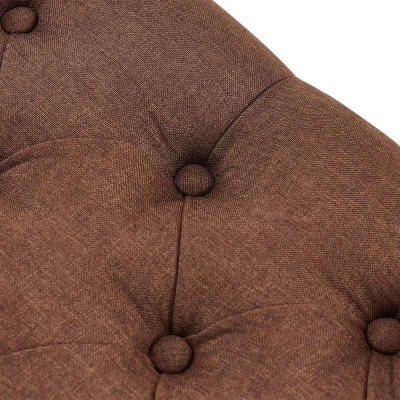 Banc d'entrée en tissu marron boutons décoratifs avec structure en métal noir 120 x 38 x 46 cm 10_0008727